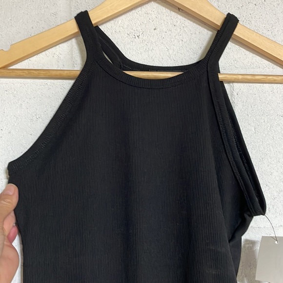 NWT (XS) Danielle Bernstein shirt thong high neck ribbed black high leg bodysuit - Picture 4 of 11